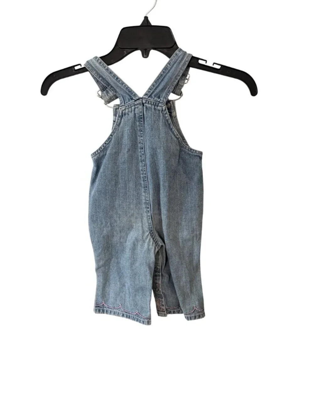 Faded Glory Infant Denim Overalls With Butterfly & Floral Embroidery 12 month